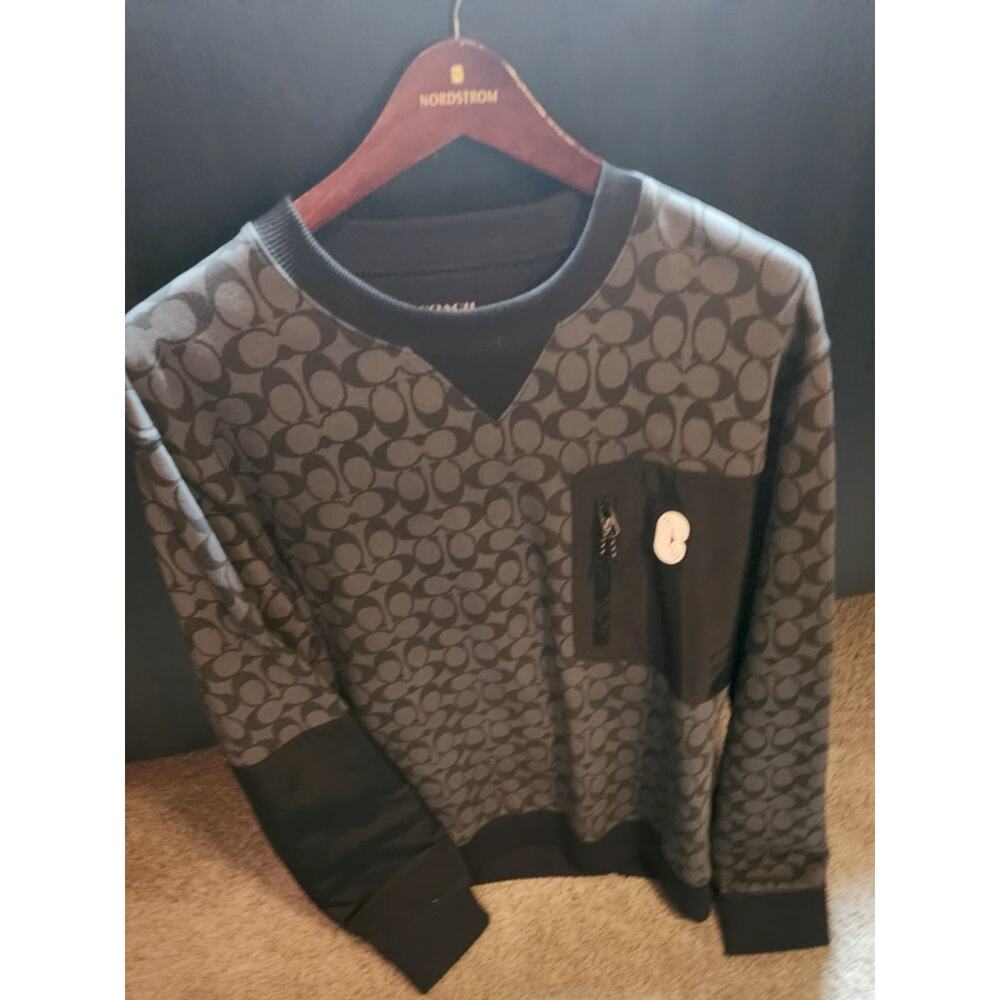 Coach Signature Crewneck Sweatshirt Men XL Charcoal